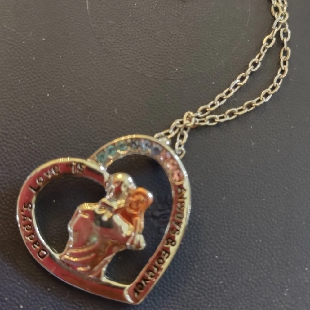 Daddy and Daughter heart pendant necklace